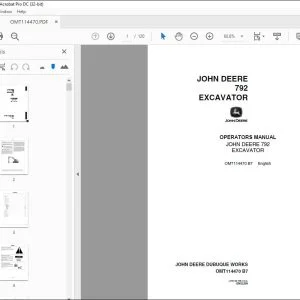 John Deere 792 EXCAVATOR Operators Manual - PDF DOWNLOAD