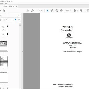 John Deere 792D LC Excavator Operators Manual - PDF DOWNLOAD