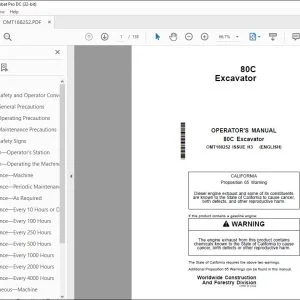 John Deere 80C Excavator Operator's Manual - PDF DOWNLOAD