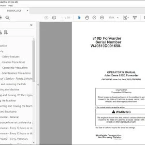 Operator Manual for John Deere 810D Forwarder PDF Download