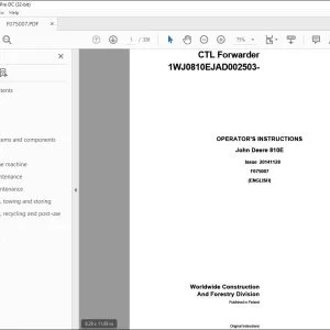 John Deere 810E CTL Forwarder Operator's Manual - PDF DOWNLOAD