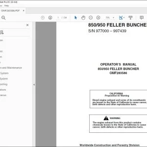 John Deere 850/950 FELLER BUNCHER Operator's Manual - PDF DOWNLOAD