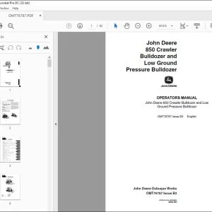 John Deere 850 Crawler & Low Ground Pressure Operators Manual PDF