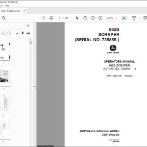 John Deere 862B SCRAPER Operators Manual - PDF DOWNLOAD