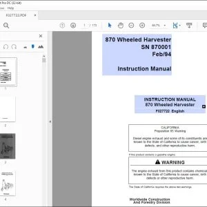 John Deere 870 Wheeled Harvester Instruction Manual - PDF DOWNLOAD