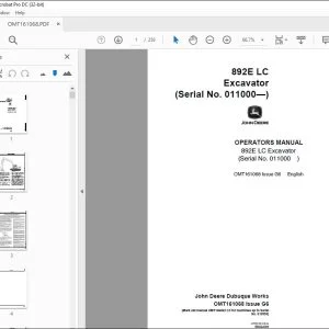 John Deere 892E LC Excavator Operators Manual - PDF DOWNLOAD