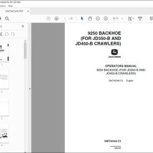 John Deere 9250 (FOR JD350-B & JD450-B CRAWLERS) Operators Manual PDF