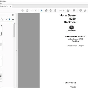 John Deere 9250 Backhoe Operators Manual - PDF DOWNLOAD