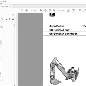 John Deere 93 Series A & 95 Series A Backhoes Operator's Manual PDF