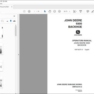John Deere 9300 BACKHOE Operators Manual - PDF DOWNLOAD