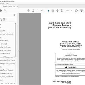 John Deere 9320, 9420 & 9520 Scraper Tractors Operator's Manual - PDF DOWNLOAD