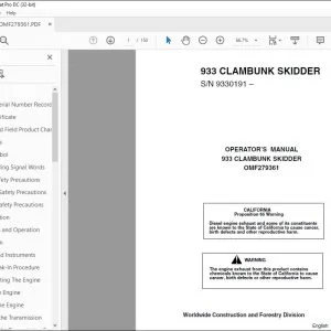 John Deere 933 CLAMBUNK SKIDDER Operator's Manual - PDF DOWNLOAD