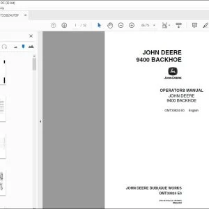 John Deere 9400 BACKHOE Operators Manual - PDF DOWNLOAD