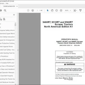 John Deere 9460RT, 9510RT & 9560RT Scraper Tractors Operator's Manual - PDF DOWNLOAD