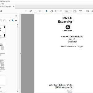 John Deere 992 LC Excavator Operators Manual - PDF DOWNLOAD