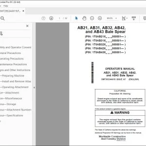 John Deere AB21, AB31, AB32, AB42 & AB43 Spear Operator's Manual PDF