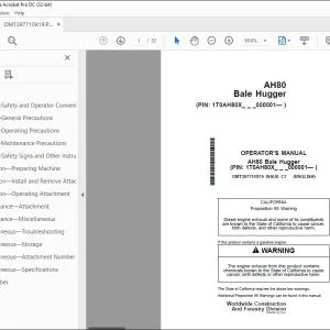 John Deere AH80 Bale Hugger Operator's Manual - PDF DOWNLOAD