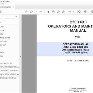 John Deere B30B 6X6 OPERATORS & MAINTENANCE Manual - PDF DOWNLOAD