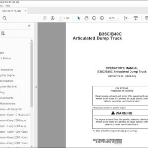 John Deere B35C/B40C Articulated Dump Truck Operator's Manual PDF