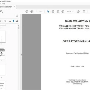 John Deere B40B 6X6 ADT Mk I Operators Manual - PDF DOWNLOAD