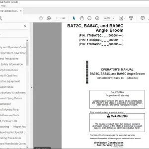 John Deere BA72C, BA84C & BA96C Angle Broom Operator's Manual PDF
