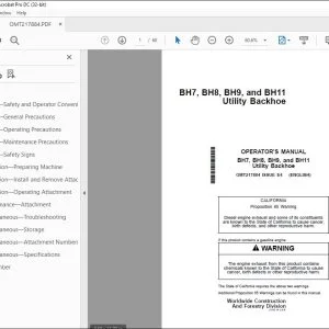 John Deere BH7, BH8, BH9 & BH11 Utility Backhoe Operator's Manual PDF
