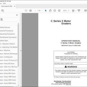 John Deere C Series II Motor Graders Operator's Manual - PDF DOWNLOAD