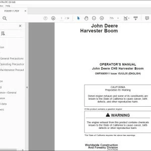 John Deere CH8 Harvester Boom Operator's Manual - PDF DOWNLOAD