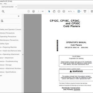 John Deere CP12C CP18C CP24C & CP30C Cold Planers Operator's Manual PDF