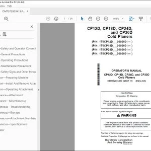 John Deere CP12D CP18D CP24D & CP30D Planers Operator's Manual PDF