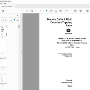 John Deere D230 & D240 DelimberTopping Saws OPERATOR, MAINTENANCE & SPECIFICATION Manual - PDF DOWNLOAD