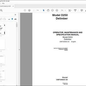 John Deere D250 Delimber OPERATOR, MAINTENANCE & SPECIFICATION Manual - PDF DOWNLOAD