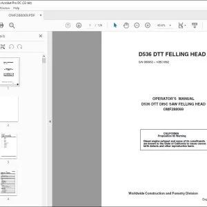 John Deere D536 DTT DISC SAW FELLING HEAD Operator's Manual PDF