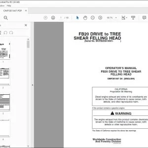 John Deere FB20 DRIVE TREE SHEAR FELLING HEAD Operator's Manual PDF