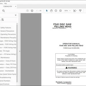 John Deere FD45 DISC SAW FELLING HEAD Operator's Manual - PDF DOWNLOAD