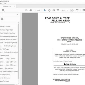 John Deere FD45 DRIVE to TREE FELLING HEAD Operator's Manual PDF