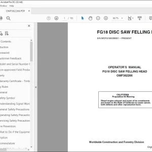 John Deere FG18 DISC SAW FELLING HEAD Operator's Manual - PDF DOWNLOAD