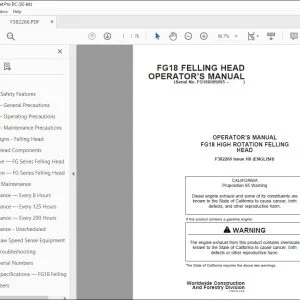John Deere FG18 HIGH ROTATION FELLING HEAD Operator's Manual PDF