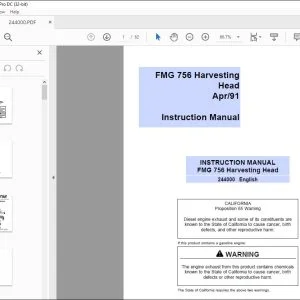 John Deere FMG 756 Harvesting Head Instruction Manual - PDF DOWNLOAD