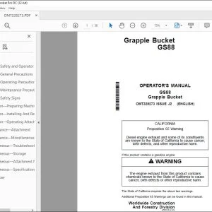 John Deere GS88 Grapple Bucket Operator's Manual - PDF DOWNLOAD