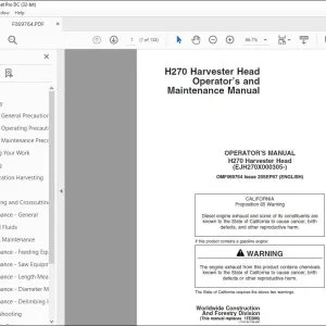 John Deere H270 Harvester Head Operator's Manual - PDF DOWNLOAD