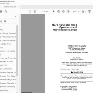 John Deere H270 Harvester Head Operator's Manual OMF069764 PDF