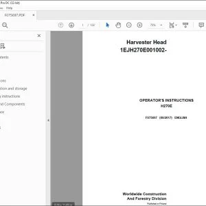 John Deere H270E Harvester Head Operation Manual PDF Download