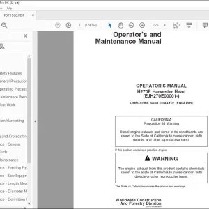 John Deere H270E Harvester Head Operator's Manual - PDF DOWNLOAD
