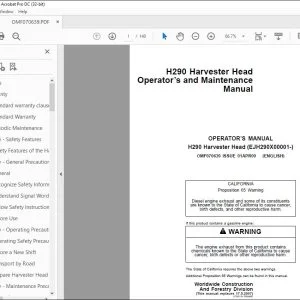 Operator Manual for John Deere H290 Harvester Head PDF Download