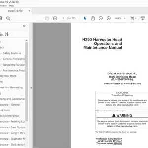 John Deere H290 Harvester Head Operator's Manual - PDF DOWNLOAD