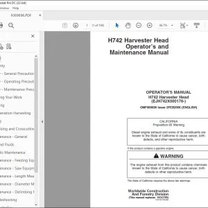 John Deere H742 Harvester Head Operator's Manual - PDF DOWNLOAD