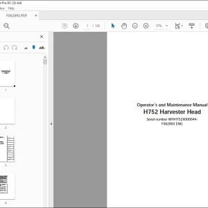 John Deere H752 Harvester Head Operator's & Maintenance Manual PDF