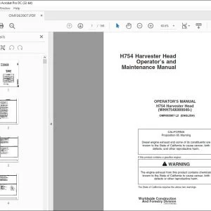 John Deere H754 Harvester Head Operator's & Maintenance Manual PDF