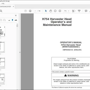 John Deere H754 Harvester Head Operation Manual PDF Download